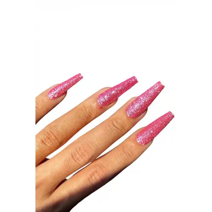 12li Pembe Renk Sim Detaylı Takma Tırnak (Yapıştırıcılı)