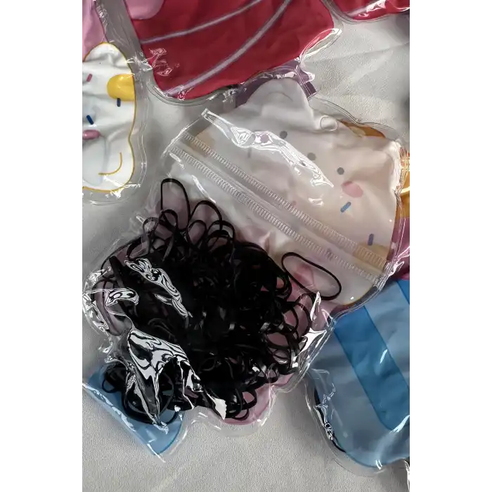 12li Siyah Renk Perma Lastik Toka Set