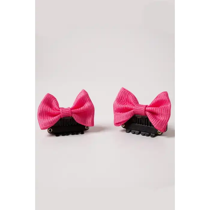 2li Fuşya Renk Kurdele Figürlü Saçsız Bebek Tokası