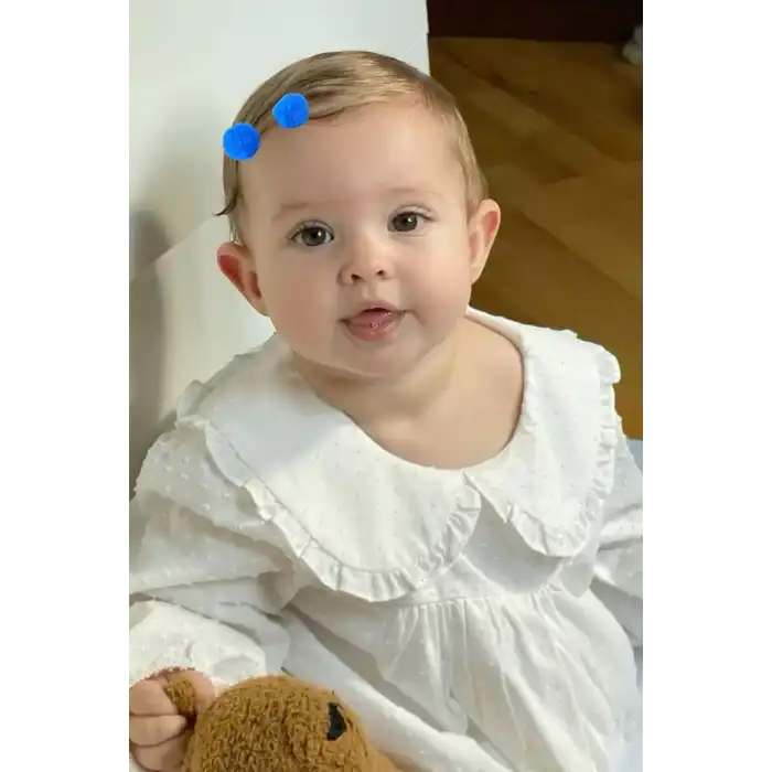 2li Lacivert Renk Ponponlu Saçsız Bebek Tokası