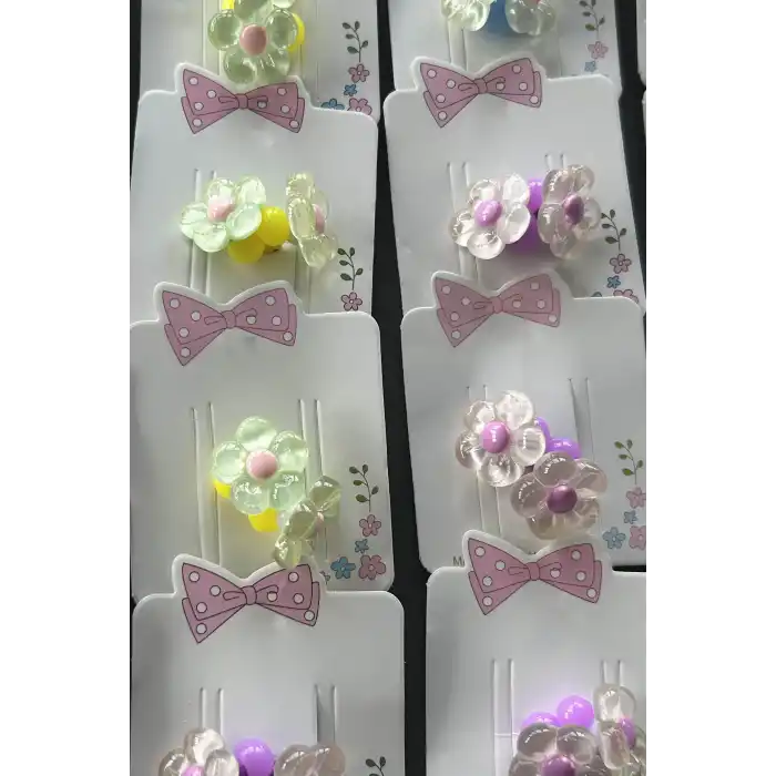 20li Karışık Renk Çiçek Figürlü Çocuk Lastik Toka Set