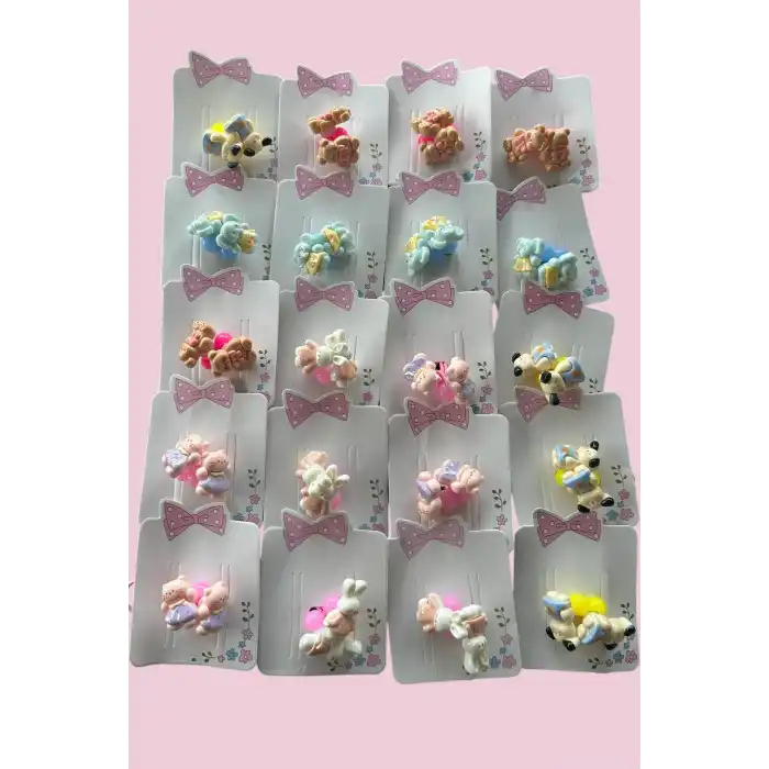 20li Karışık Renk Hayvan Figürlü Çocuk Toka Set