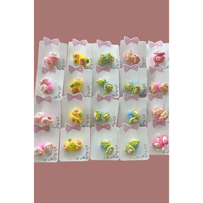 20li Karışık Renk Karışık Figürlü Çocuk Lastik Toka Set