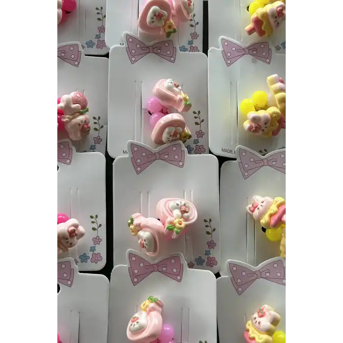 20li Karışık Renk Tavşan Figürlü Çocuk Lastik Toka Set