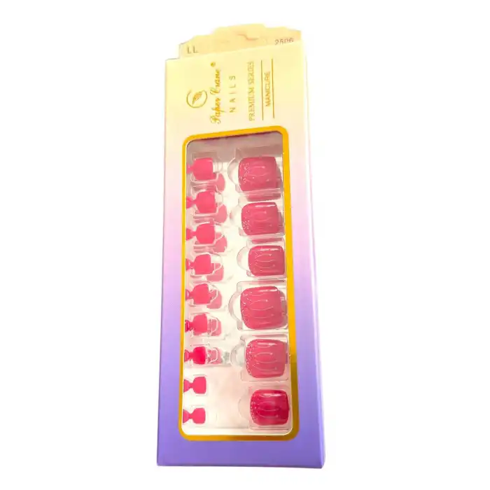 24 Adet Fuşya Renk Ayak Takma Tırnak (Yapıştırıcılı)