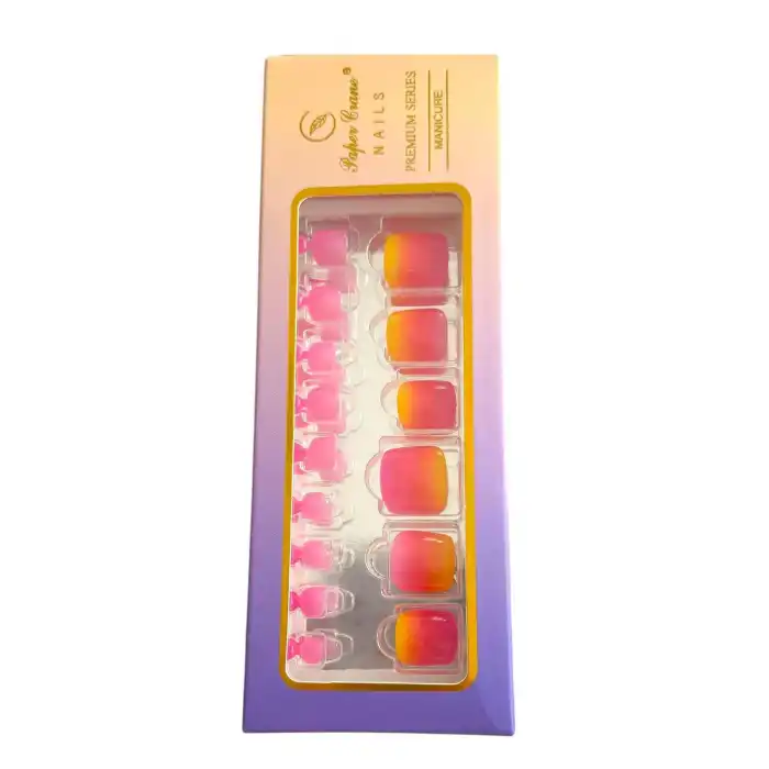 24 Adet Karışık Renk Ayak Takma Tırnak (Yapıştırıcılı)