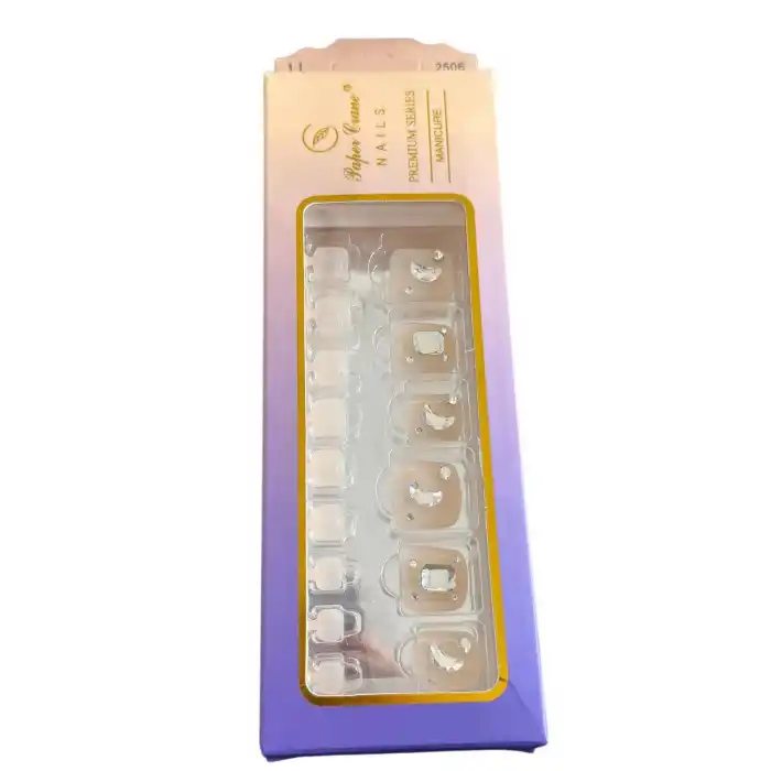 24 Adet Krem Renk Taş Detaylı Ayak Takma Tırnak (Yapıştırıcılı)