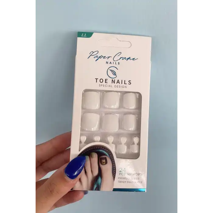 24lü Beyaz Renk Ayak Takma Tırnak Seti