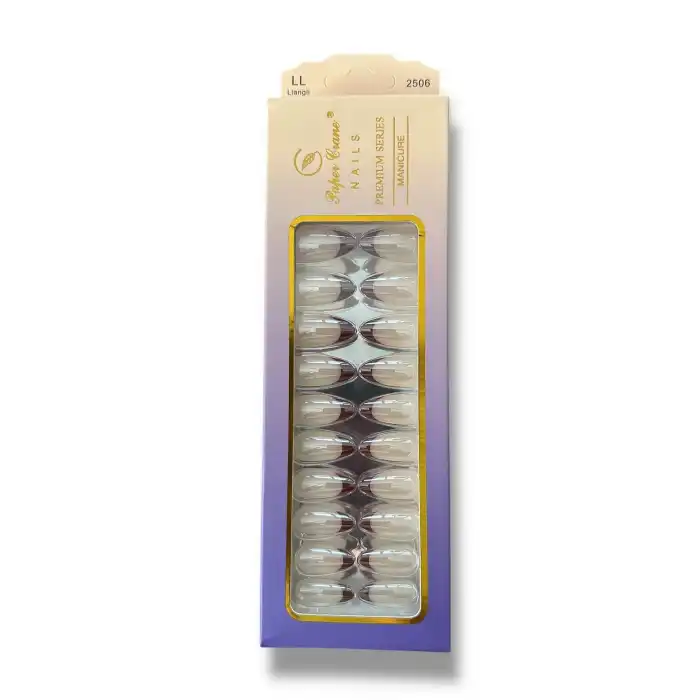 24lü Krem Ve Bordo Renk Jel Görünümlü Takma Tırnak (Yapıştırıcılı)