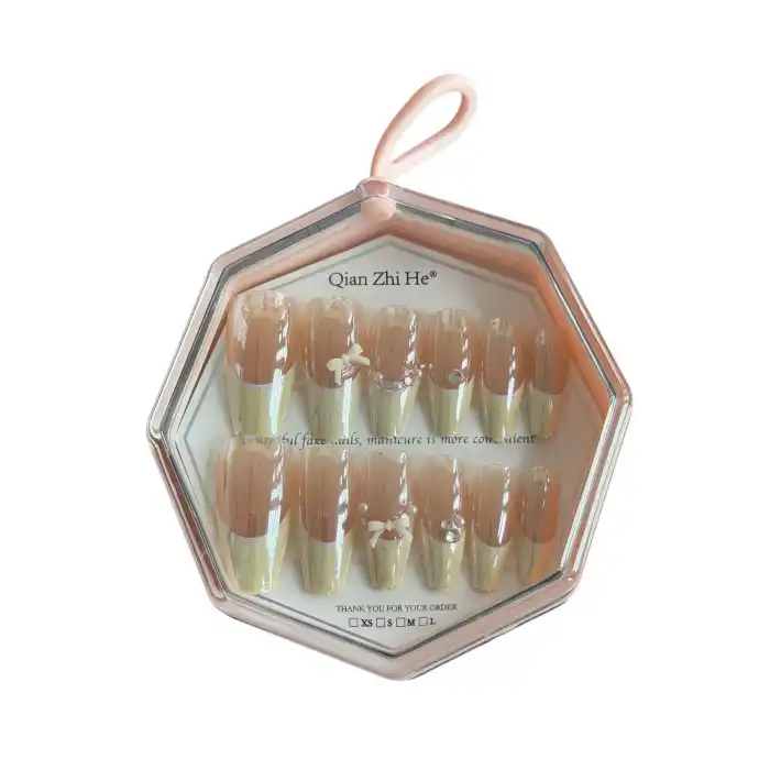 24lü Krem Ve Pudra Renk Takma Tırnak (Yapıştırıcılı)