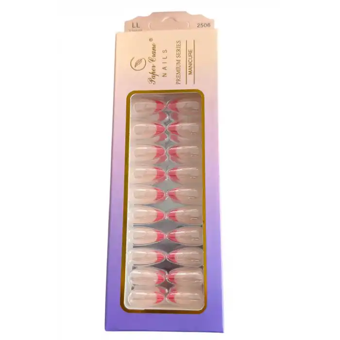 24lü Krem Ve Turuncu Renk Takma Tırnak (Yapıştırıcılı)