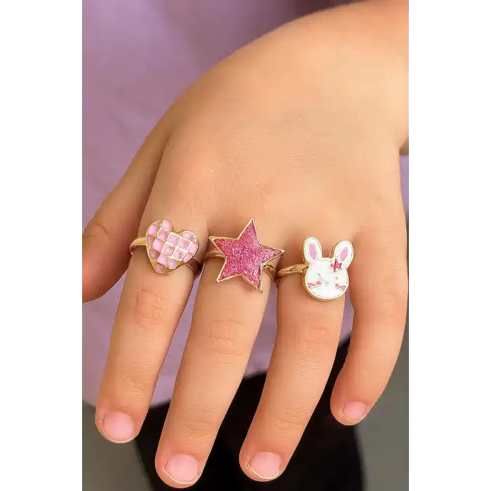 3lü Karışık Figürlü Çocuk Yüzük Set