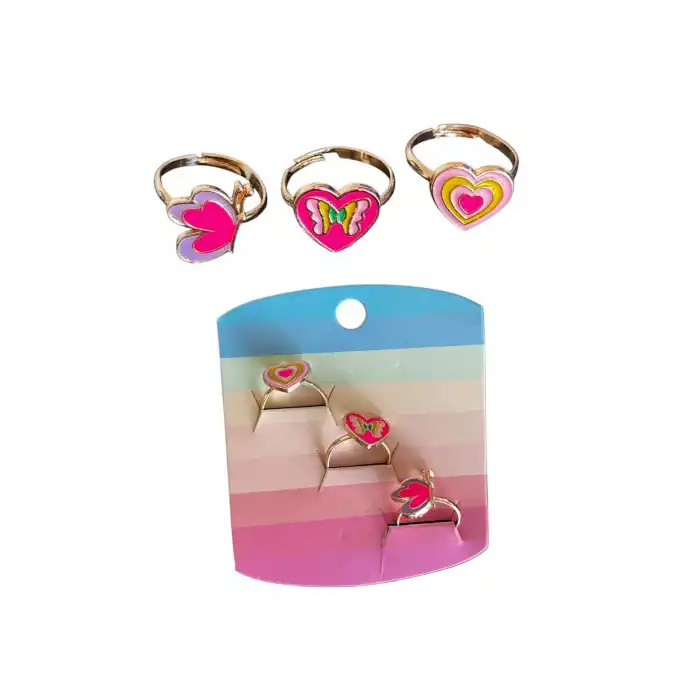 3lü Karışık Renk Çocuk Yüzük Set