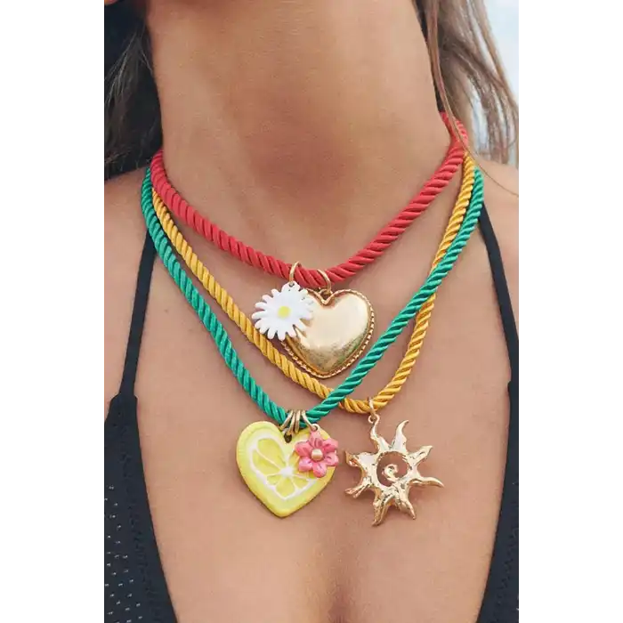 3lü Karışık Renk Ve Figürlü Tasarım Kolye