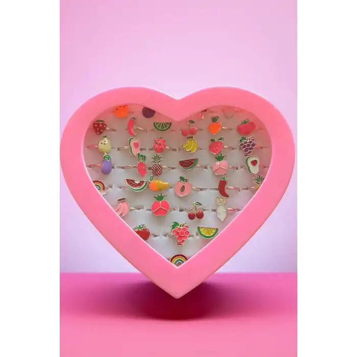 36lı Karışık Renk Karışık Figürlü Ayarlanabilir Çocuk Yüzük Set