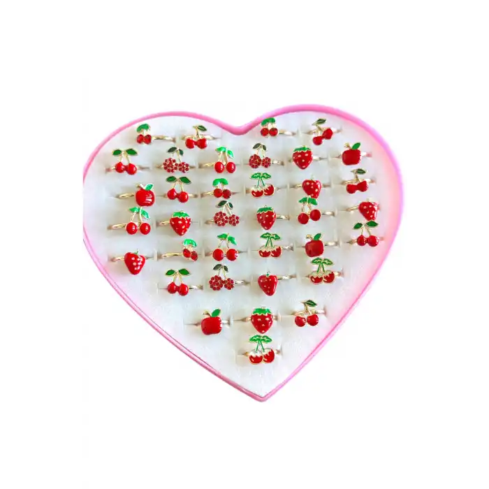 36lı Karışık Renk Karışık Figürlü Ayarlanabilir Çocuk Yüzük Set