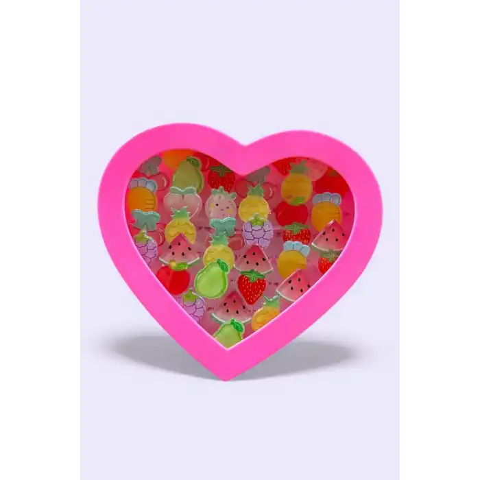 36lı Karışık Renk Meyve Figürlü Çocuk Yüzük Set