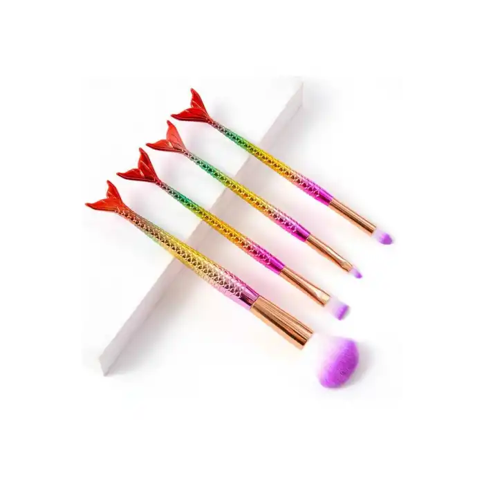 4lü Karışık Renk Balık Kuyruğu Figürlü Makyaj Fırçası Set