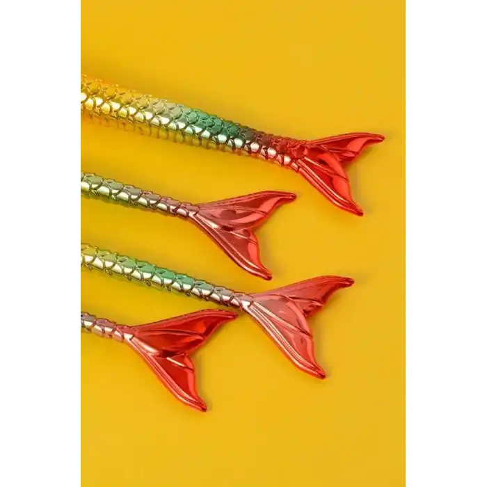 4lü Karışık Renk Balık Kuyruğu Figürlü Makyaj Fırçası Set