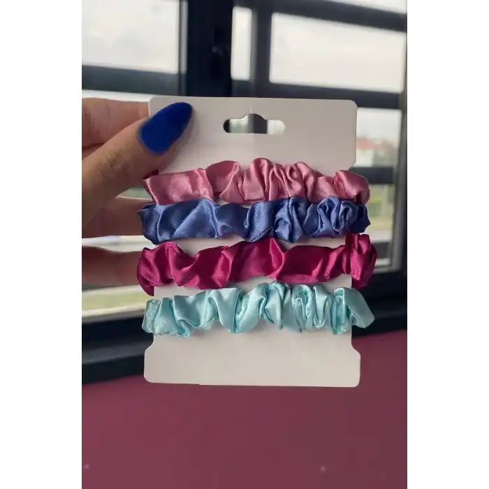 4lu Karışık Renk Saten Simit Toka