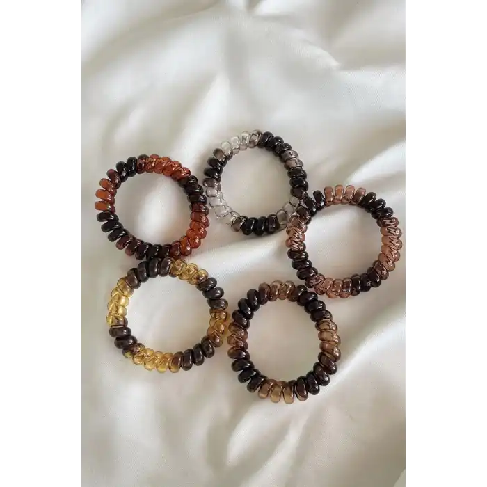 5li Karışık Renk Helezon Lastik Toka