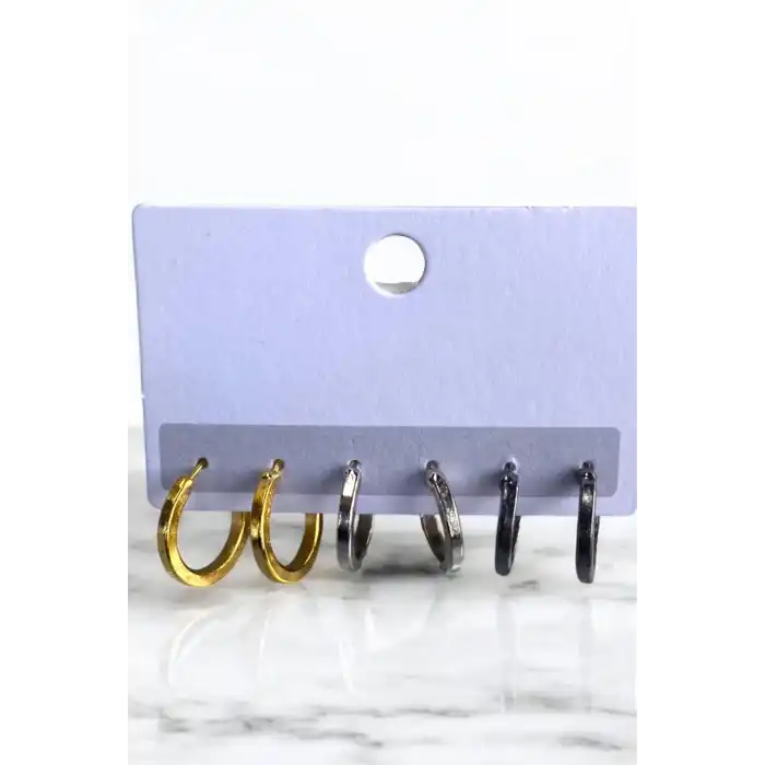 6lı Karışık Renk Halka Küpe Set