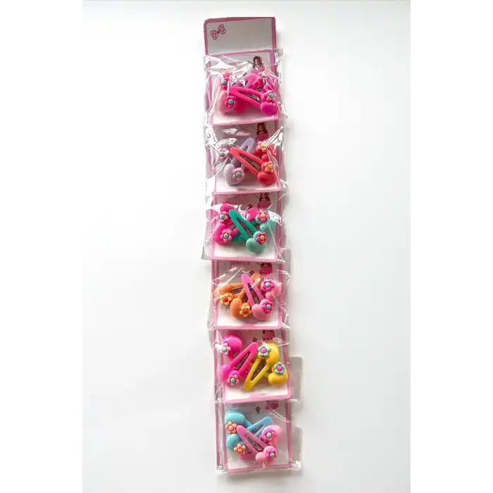 6lı Karışık Renk Kalp Figürlü Yan Toka Set