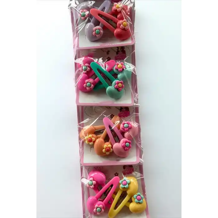 6lı Karışık Renk Kalp Figürlü Yan Toka Set