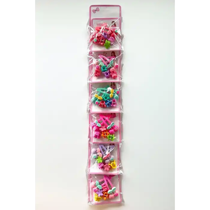 6lı Karışık Renk Karışık Figürlü Yan Toka Ve Mandal Toka Set