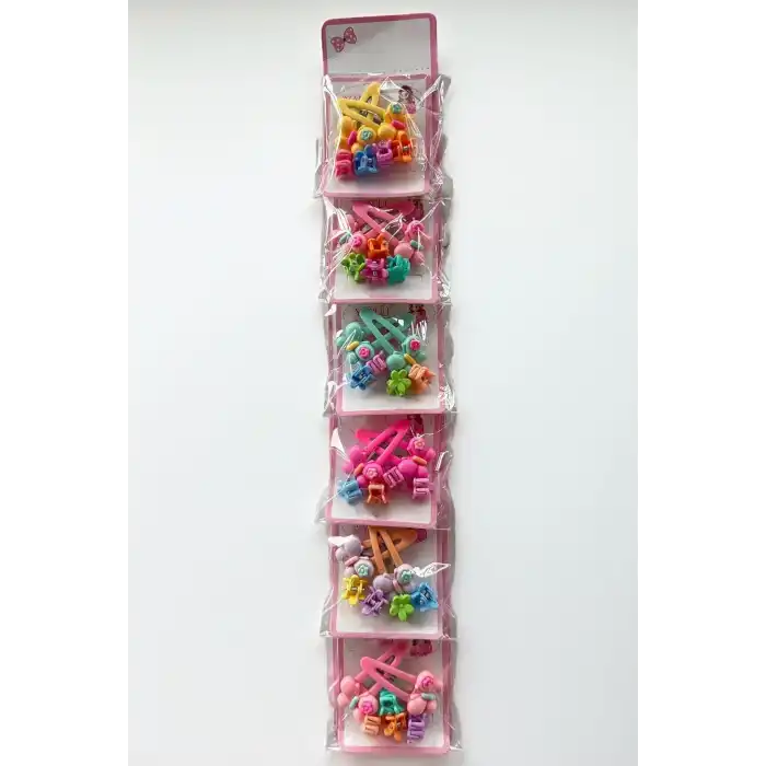 6lı Karışık Renk Karışık Figürlü Yan Toka Ve Mandal Toka Set