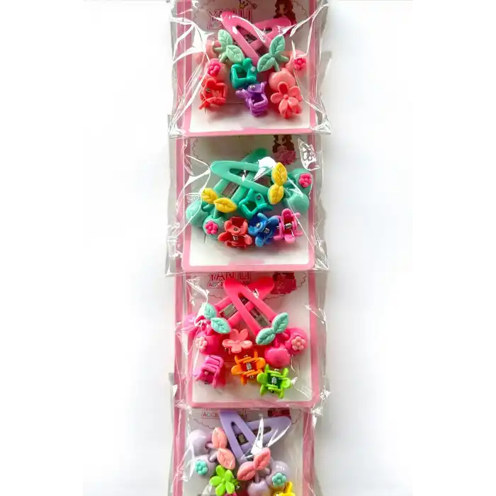 6lı Karışık Renk Karışık Figürlü Yan Toka Ve Mandal Toka Set