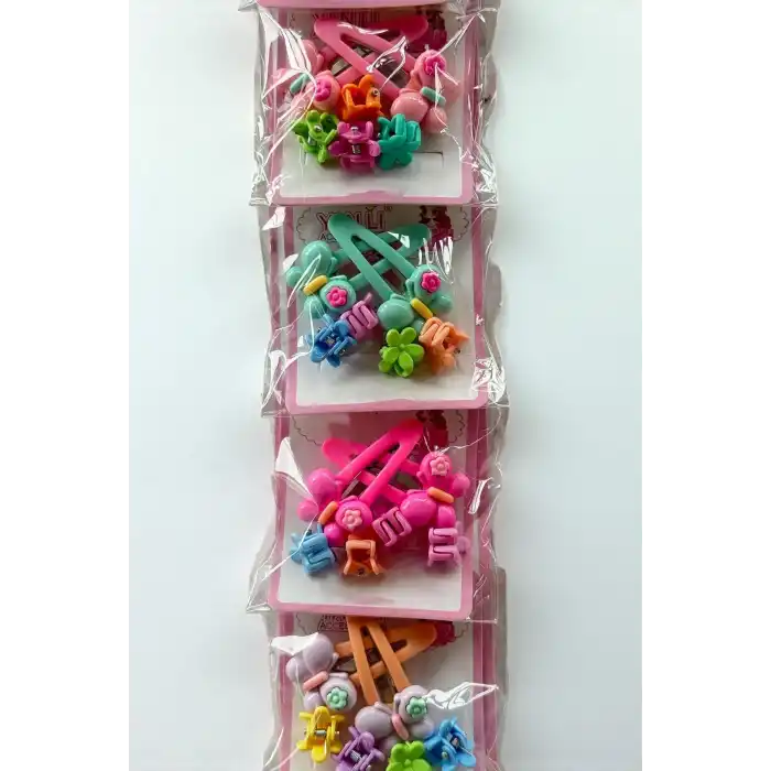 6lı Karışık Renk Karışık Figürlü Yan Toka Ve Mandal Toka Set