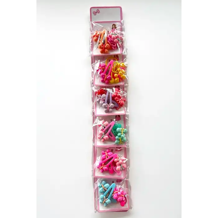 6lı Karışık Renk Kelebek Figürlü Lastik Toka Ve Yan Toka Set