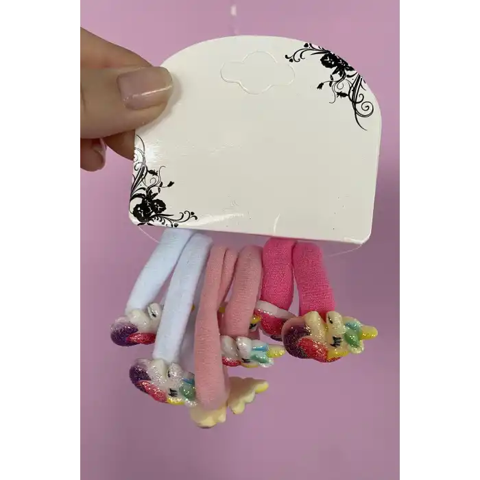 6lı Karışık Renk Unicorn Figürlü Lastik Toka Set
