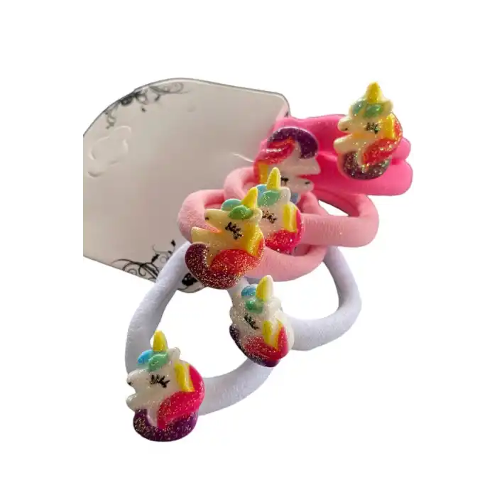 6lı Karışık Renk Unicorn Figürlü Lastik Toka Set