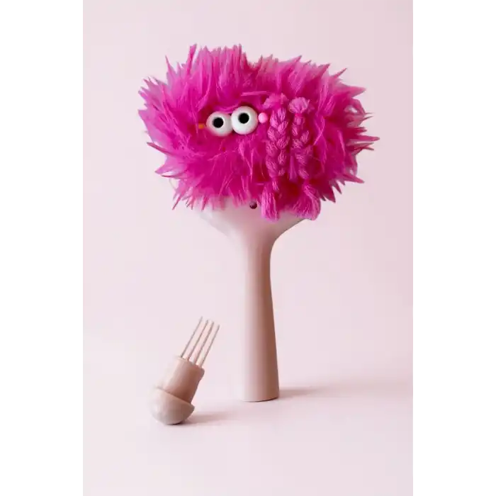 Pembe Renk Canavar Figürlü Charm Takılabilir Saç Fırçası/Tarak