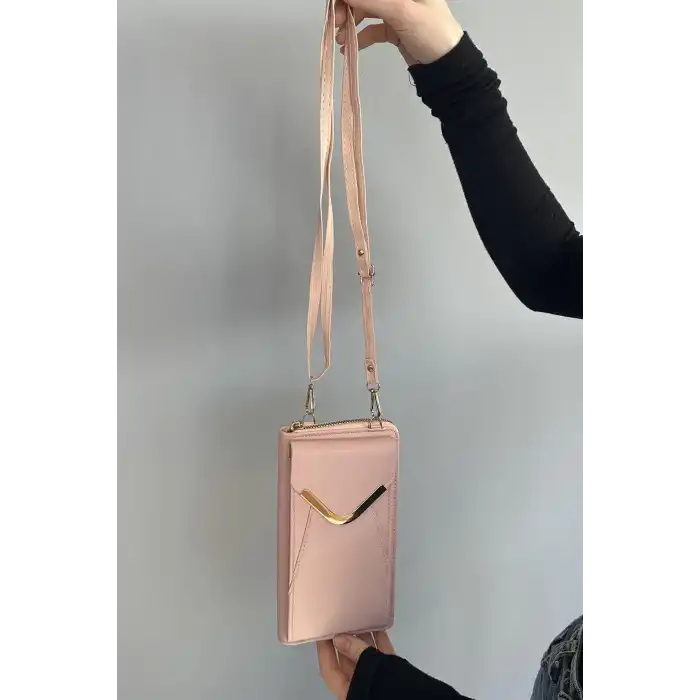 Açık Pembe Renk Deri Kadın Çanta
