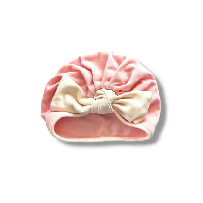 Açık Pembe Ve Krem Renk Kurdele Figürlü Bebek Saç Bonesi