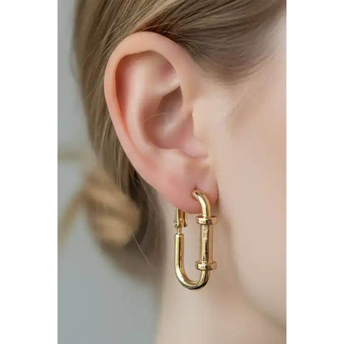 Altın Renk 14K Altın Kaplama TX Küpe (Çift)