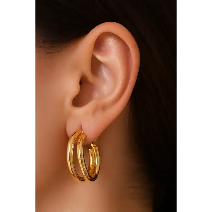 Altın Renk 15MM Halka Küpe (Çift)