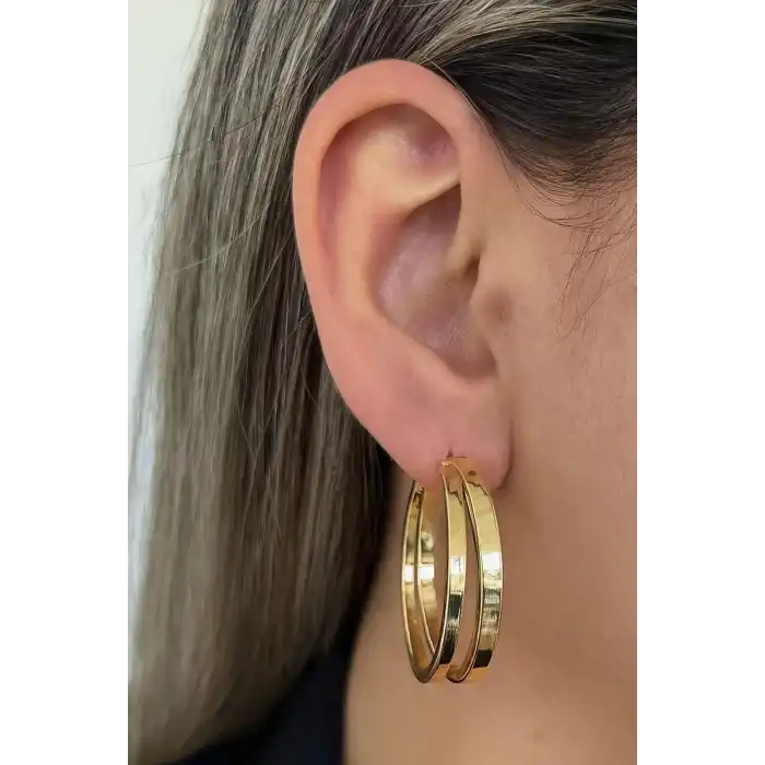 Altın Renk 25MM Halka Küpe (Çift)