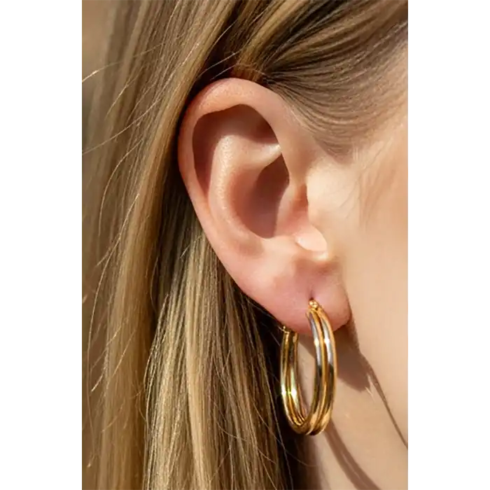 Altın Renk 25MM Halka Küpe (Çift)