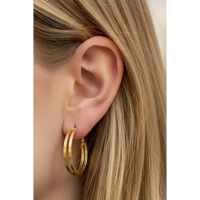 Altın Renk 40MM Halka Küpe (Çift)