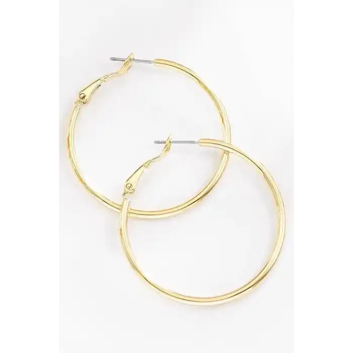 Altın Renk 55MM Çelik Halka Küpe (Çift)