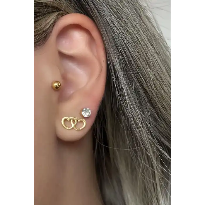 Altın Renk 6lı Çelik Küpe Set