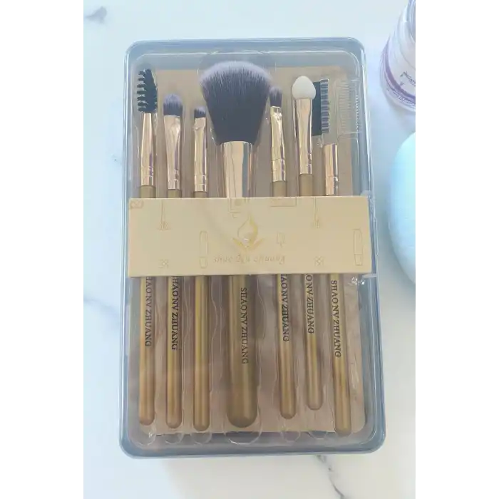 Altın Renk 7li Makyaj Fırçası Set