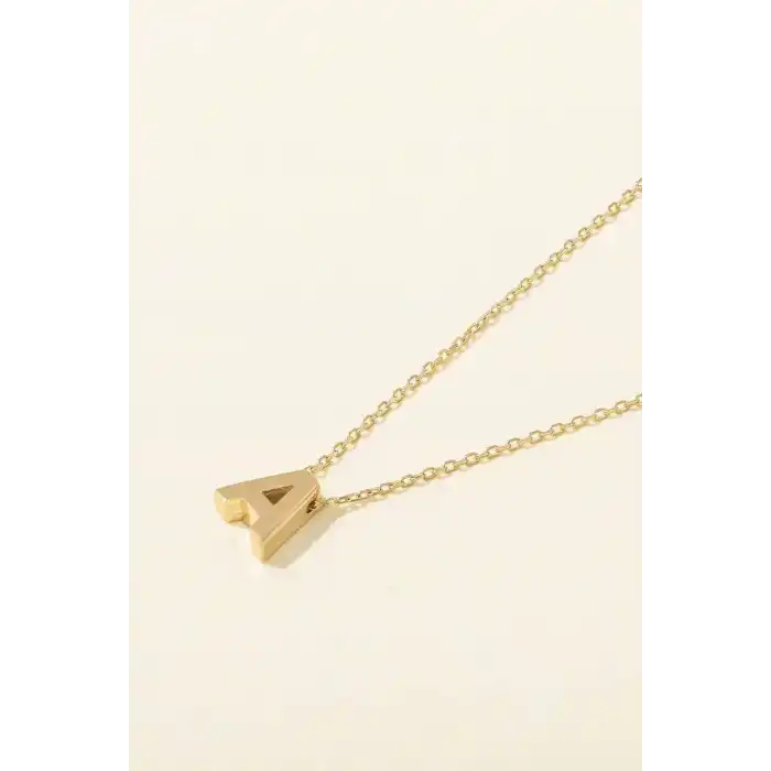 Altın Renk A Harf Çelik Kolye