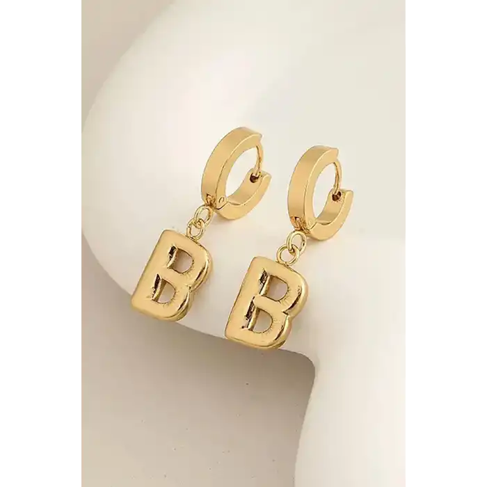 Altın Renk B Harf Çelik Küpe (Çift)