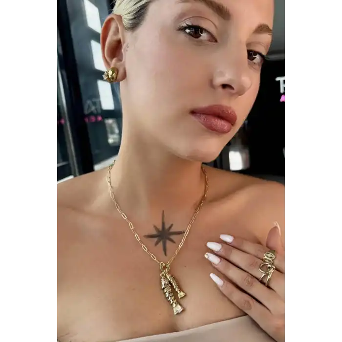 Altın Renk Balık Figürlü 14K Altın Kaplama VİP Kolye