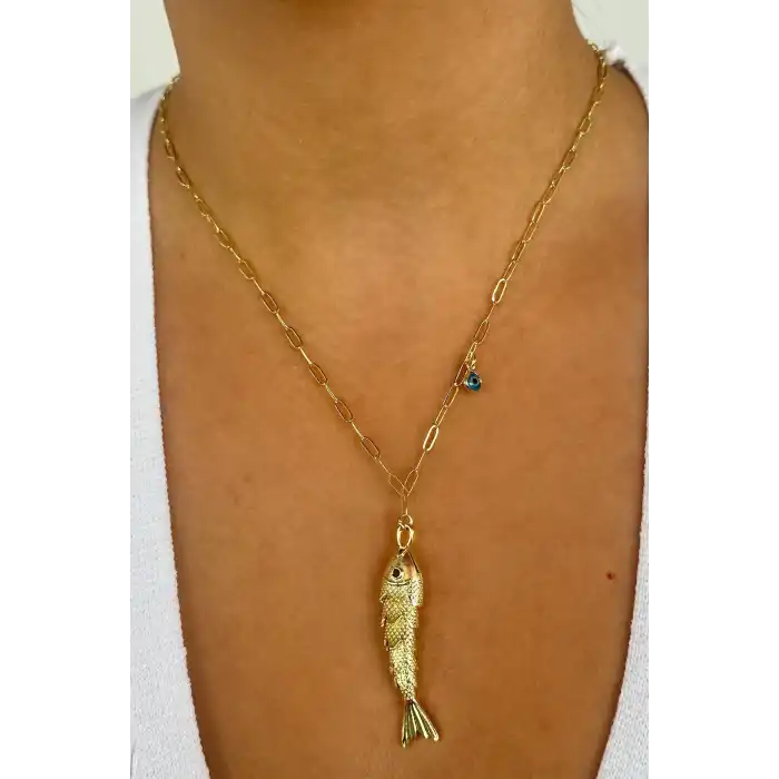 Altın Renk Balık Figürlü YSX Kolye